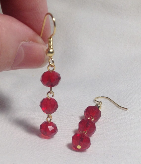 Items similar to Handcrafted Red & Gold Earrings on Etsy