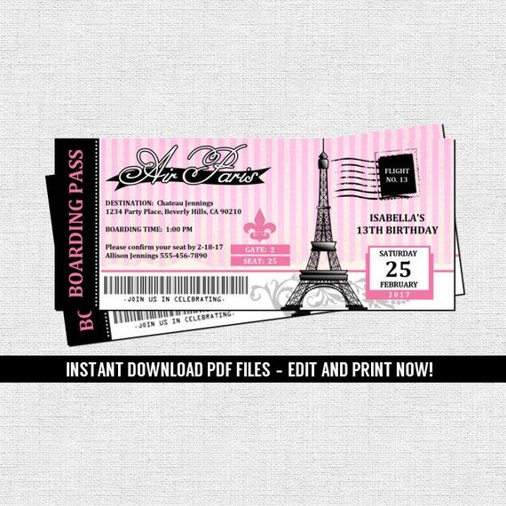 Paris Boarding Pass Invitations 8