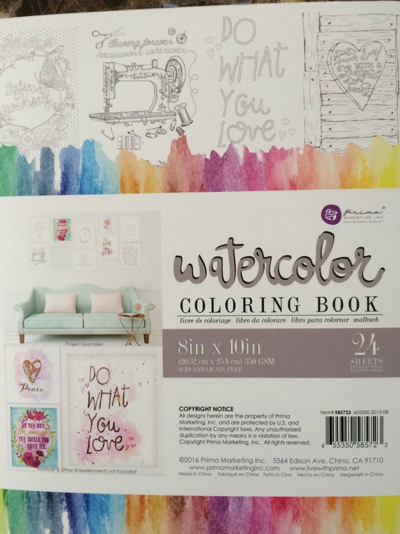 Watercolor Coloring Book Prima Marketing 8 x 10 Adult