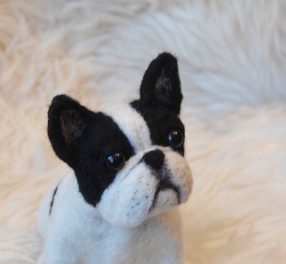 Needle felted French Bulldog Handmade Animal READY TO by willane