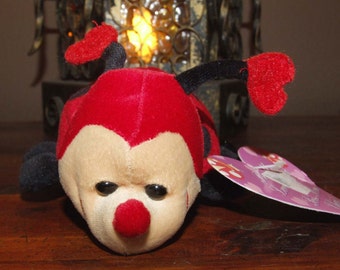 Vintage 90's Valentine's Day Ladybug with Red Heart Antenna Be My Love Bug Plush Bean Bag Animal
