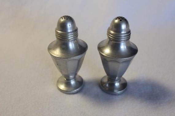 Vintage Aluminum Salt and Pepper Shakers Colonial Style