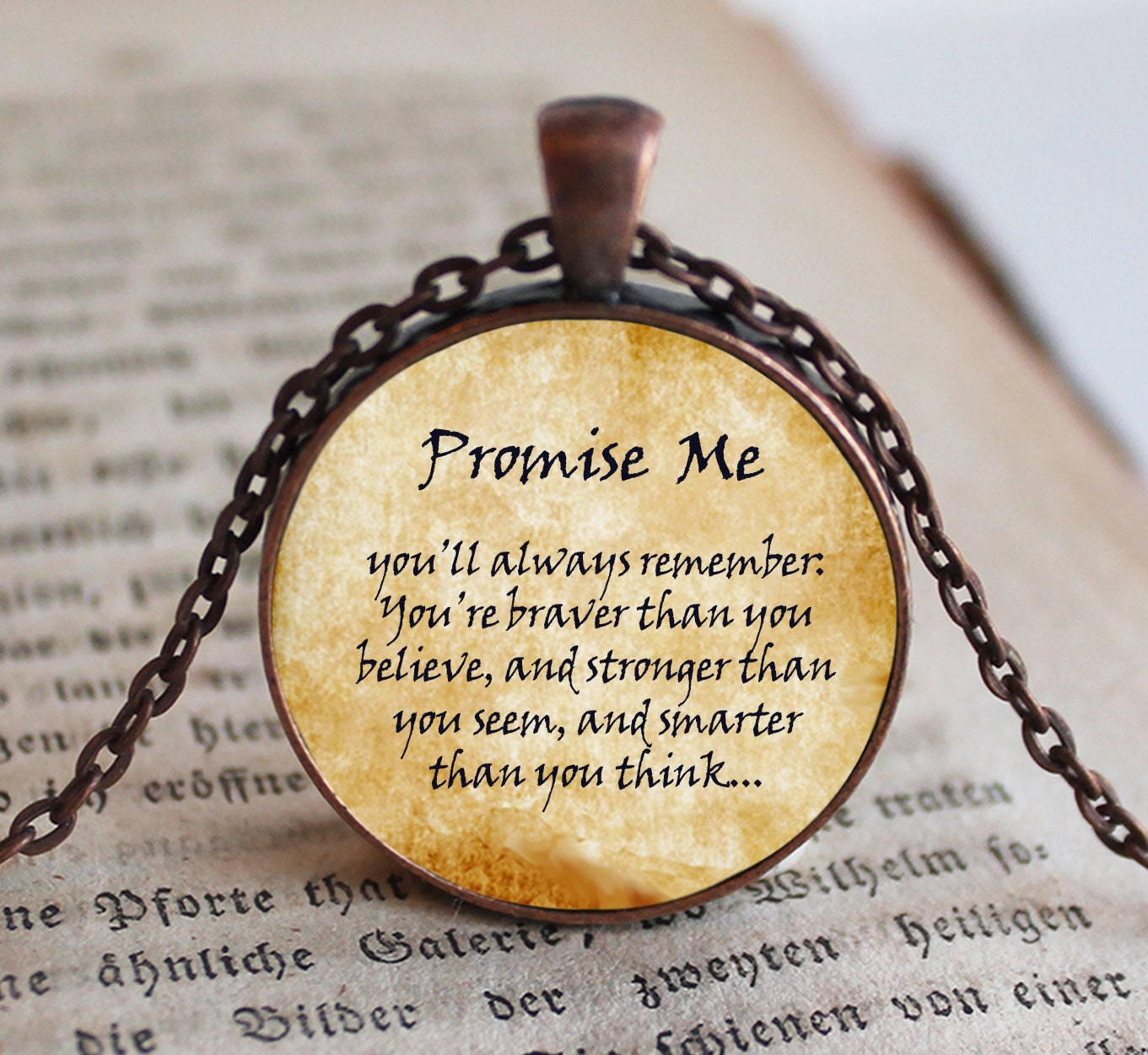 Promise Me Pooh Quote Necklace Pendant Jewelry Winnie the