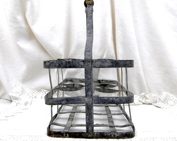 Antique French Metal Wine Bottle Carrier for 8 Bottles, French Country Decor, Shabby Chic Decor, Glass Bottle Holder, Cellar Picnic Kitchen Antique French Metal Wine Bottle Carrier for 8 Bottles, French Country Decor, Shabby Chic Decor, Glass Bottle Holder, Cellar Picnic Kitchen