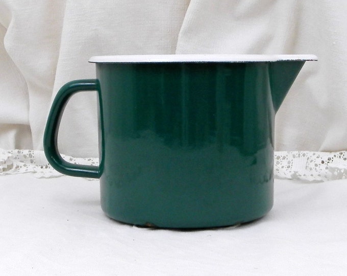 Vintage French Green and White Enamelware Milk Pitcher / Jug 1.5 Liters 0.4 Gallon, French Country Farmhouse Decor, Kitchenelia, Kitchenware Vintage French Green and White Enamelware Milk Pitcher / Jug 1.5 Liters 0.4 Gallon, French Country Farmhouse Decor, Kitchenelia, Kitchenware