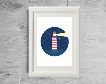 Lighthouse print - Lighthouse poster - Ocean print - Ocean poster - Sailor print - Sailor poster - Sailor decor - Sailor art print - Sea art