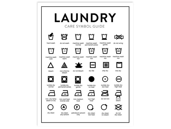 Laundry Care Chart Printable Letter Size INSTANT DOWNLOAD