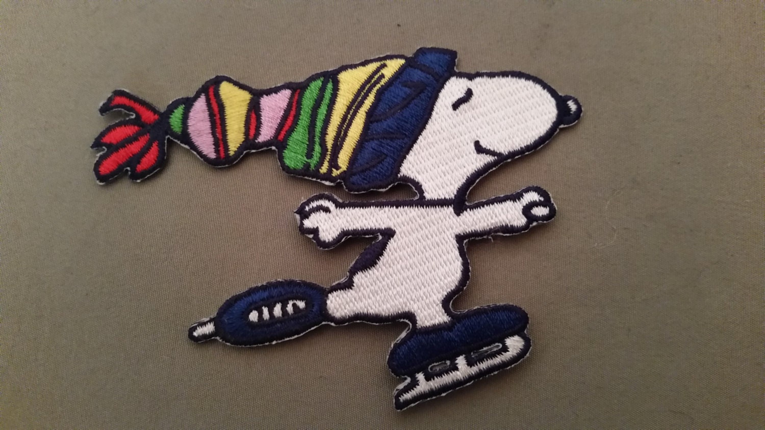 snoopy ice skating embroidered patch by on Etsy