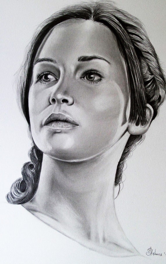 Jennifer Lawrence The Hunger Games Pencil Portrait Drawing