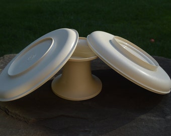 Vintage Tupperware Deep & Shallow Dishes with Pedestal - 1531, 1532, 1533