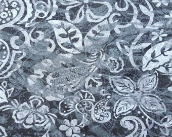 Paisley Flower Print Burnout Jersey Knit Fabric by the Yard Cotton Blend