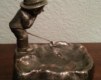 Silver Golfer Guy Figurine
