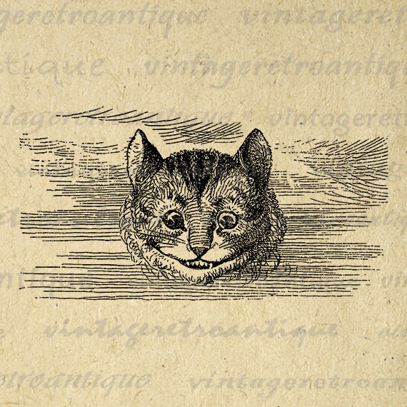 Printable Cheshire Cat Alice in Wonderland by VintageRetroAntique