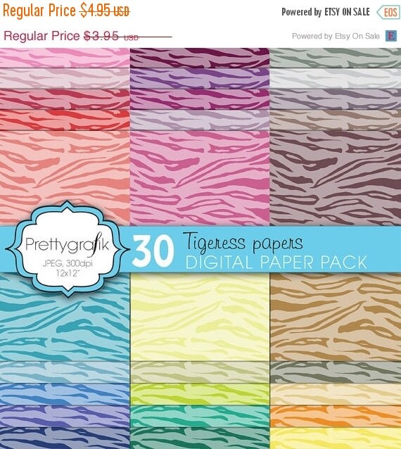 80% OFF SALE tiger animal print digital paper, commercial use, scrapbook papers, background - PS598 Il_570xn