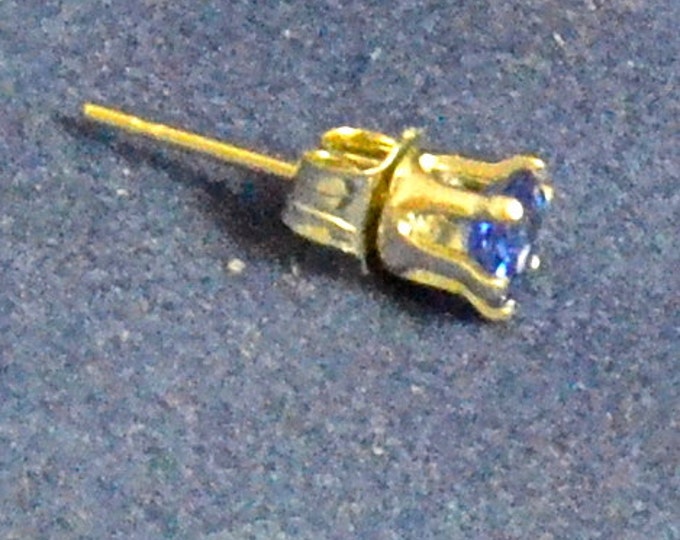 Man's Tanzanite Stud, Small 4mm Round, Set in Sterling Silver E967M