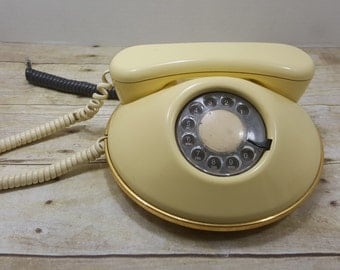 Northern Telecom Rotary Dial Telephone, vintage phone saucer shaped atomic phone