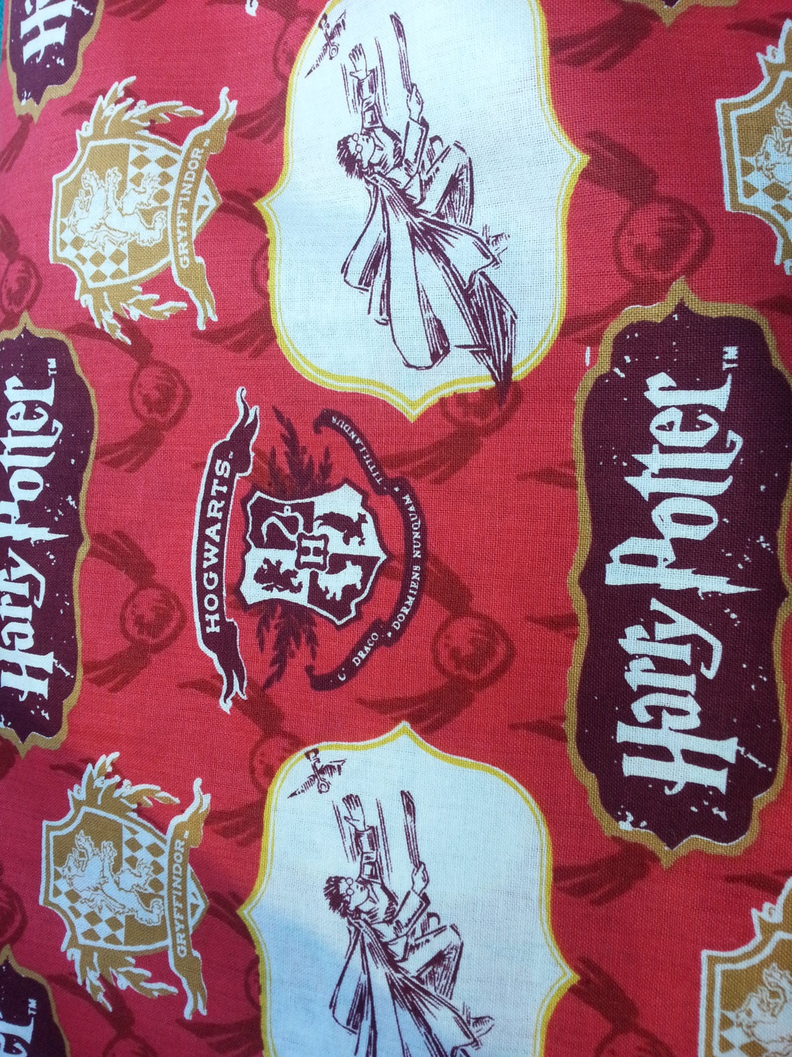 BTY HTF Harry Potter fabric red gryffindor badge