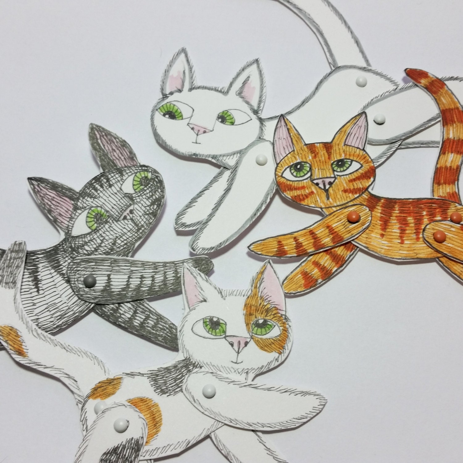 Cat Animal Paper Dolls Puppets Patterns Articulated Mechanical