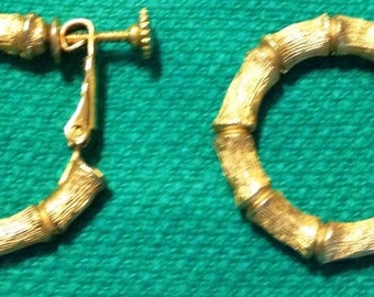 Vintage Napier gold plated hoop earrings made in the 1970's