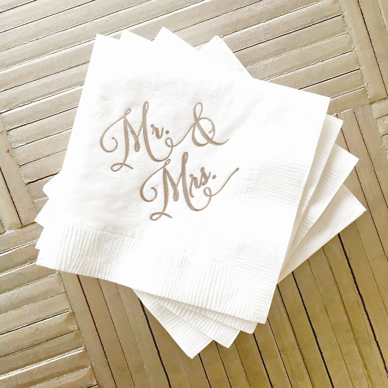 Mr. and Mrs. Wedding Cocktail Napkins Set of 25 Printed