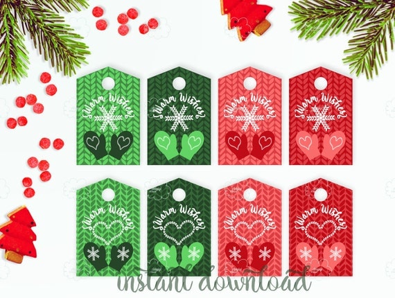 Printable X-mas tags for knitted gifts Warm Wishes tag