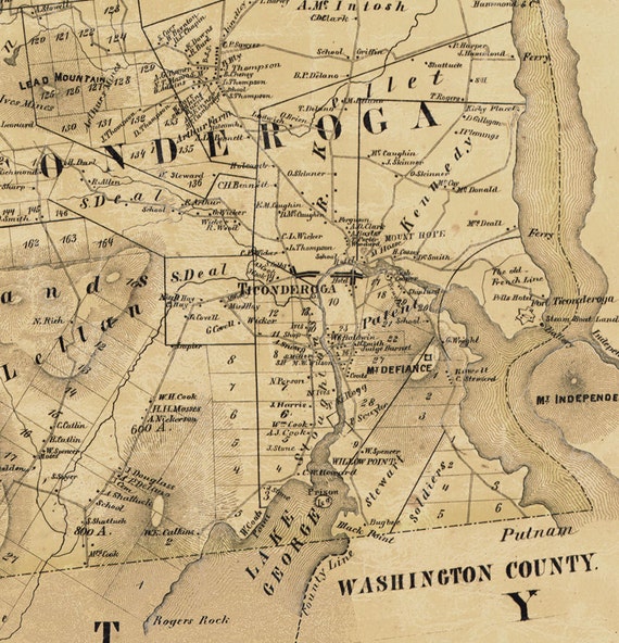 Essex County New York 1858 Old Wall Map Reprint With