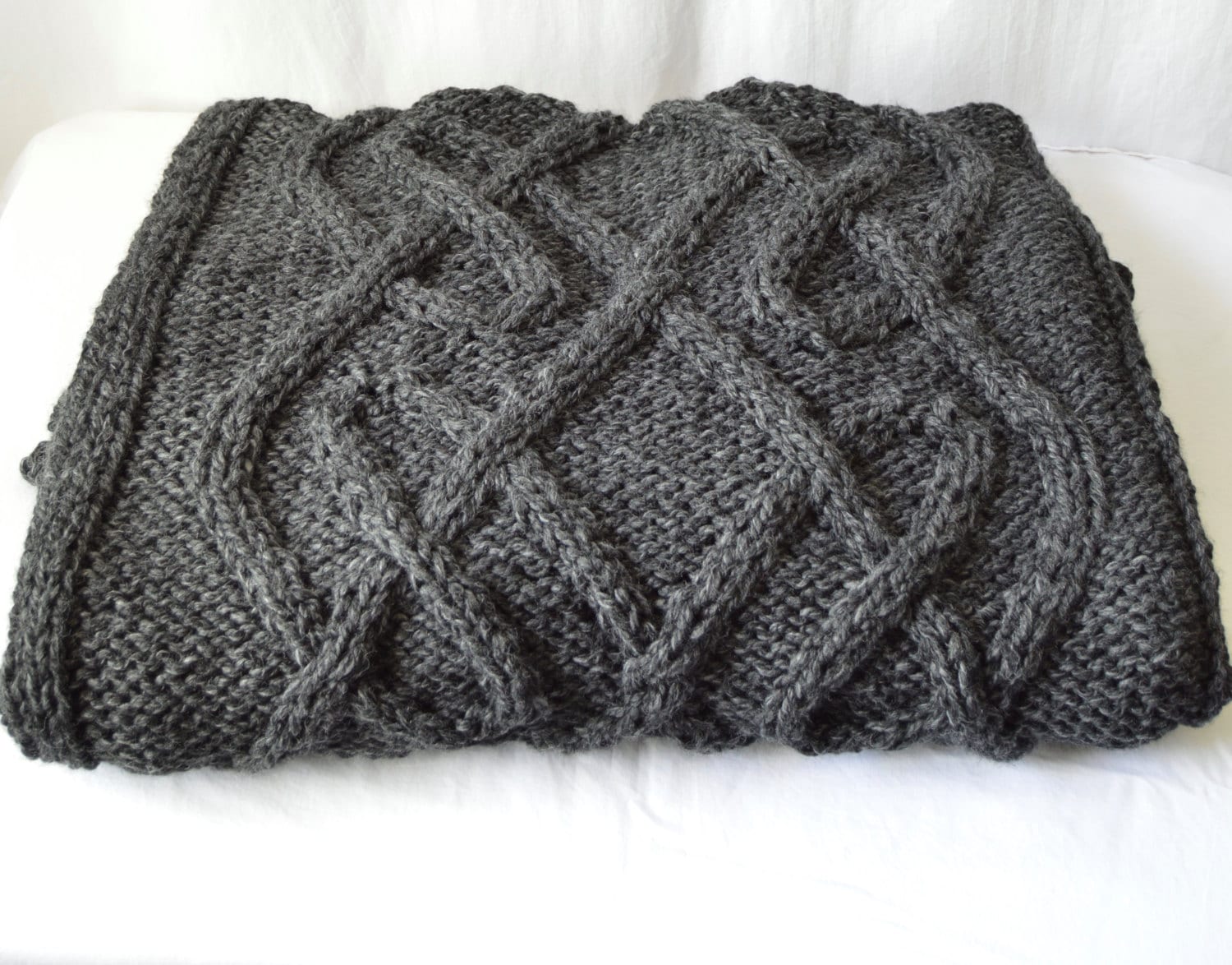 Chunky Knit Blanket, Aran Knitting Pattern, PDF Download ...
