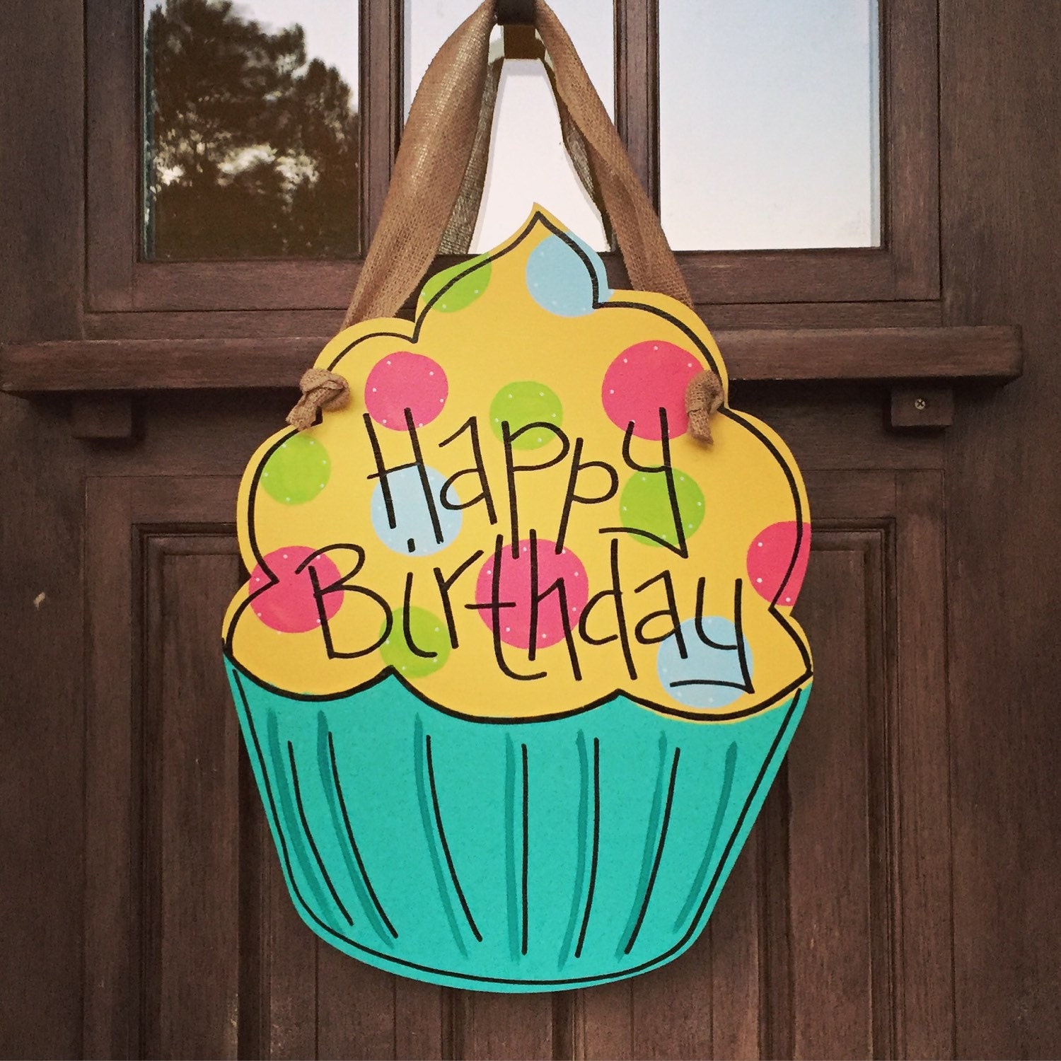 20 Cupcake Birthday Door Hanger Custom Order