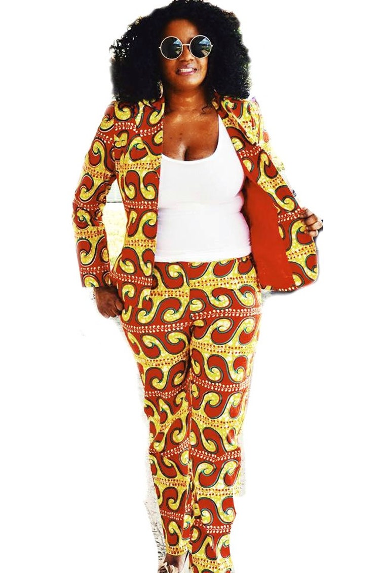  African  Graduation  Dress  Suit Red Jacket And Pants by 