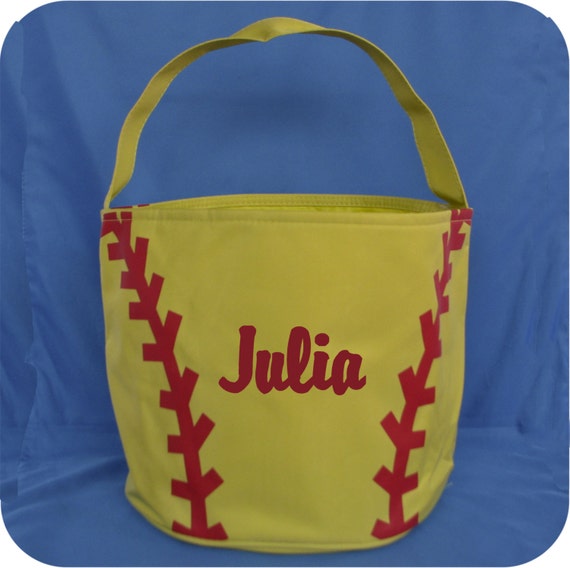 Personalized Softball Bucket Monogrammed by EmbroideryStation1