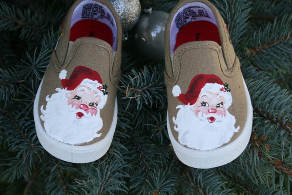HAND PAINTED CHRISTMAS Shoes Santa shoes Toddler and