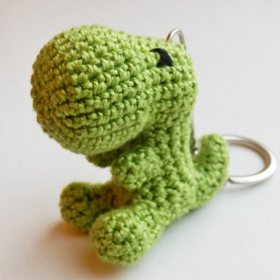 Dinosaur Keychain Bag Charm Keyring Crocheted size by LottasArk