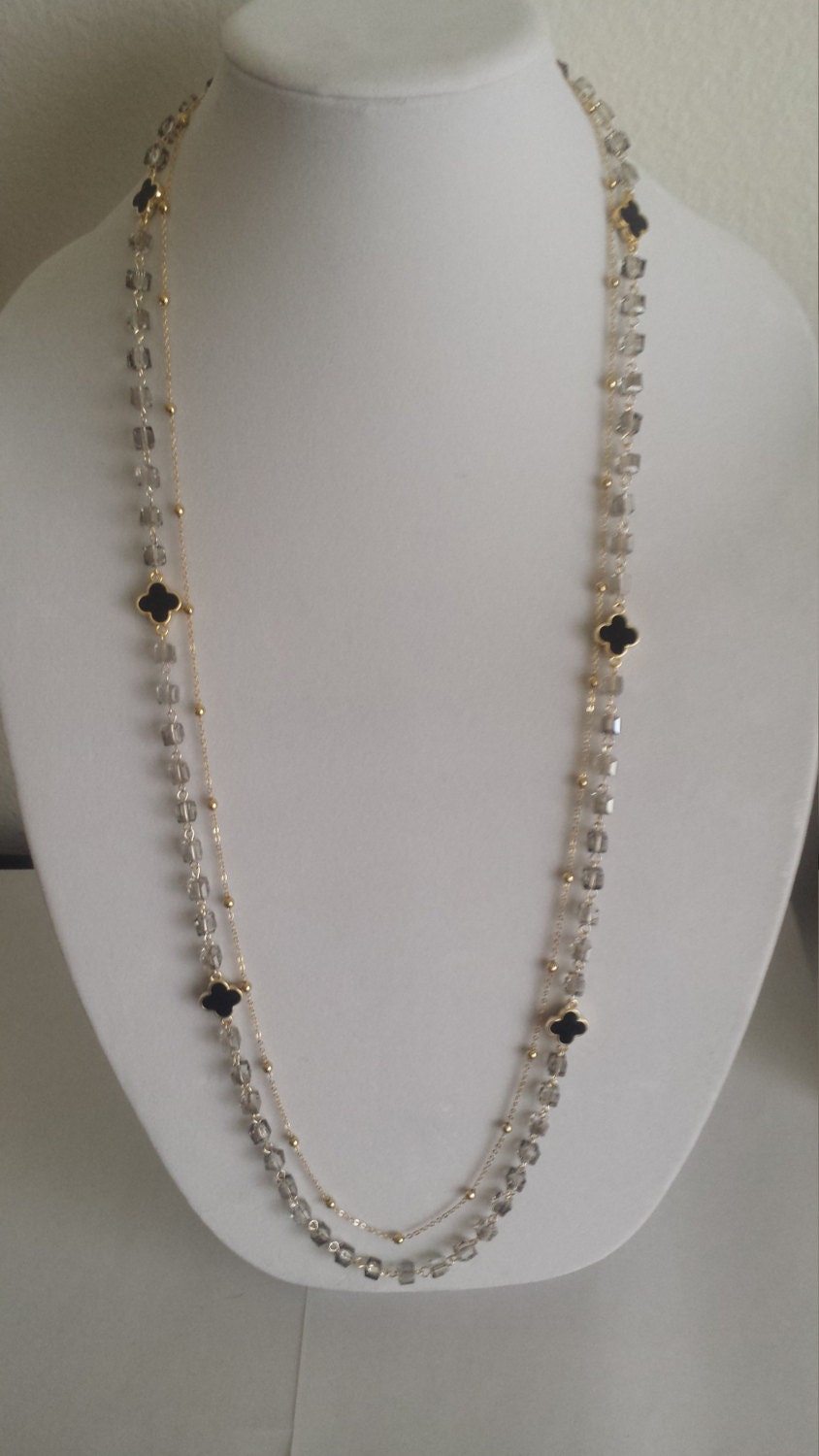 38 Long Double Strand Gold chain necklace with gold