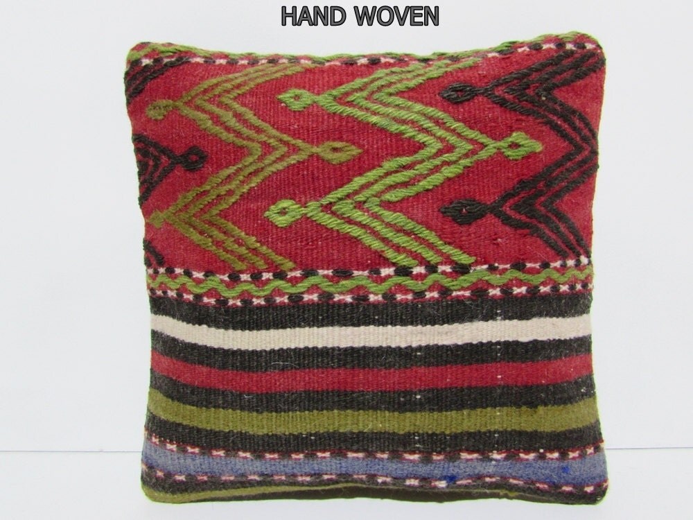 green kilim pillow boho chic throw pillow country decorations