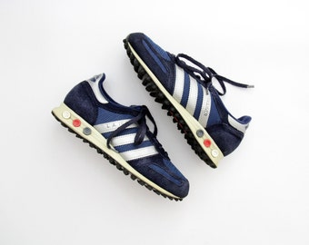 Vintage Sneakers // Adidas L.A. TRAINER Navy Sneakers Shoes // Made in Yugoslavia