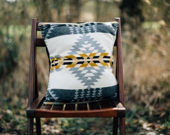 Geometric Pillow Cover, Pillow Cover in Pendleton Wool, native Pillow, bohemian pillow cover, gray pillow, cream pillow Southwestern pillow