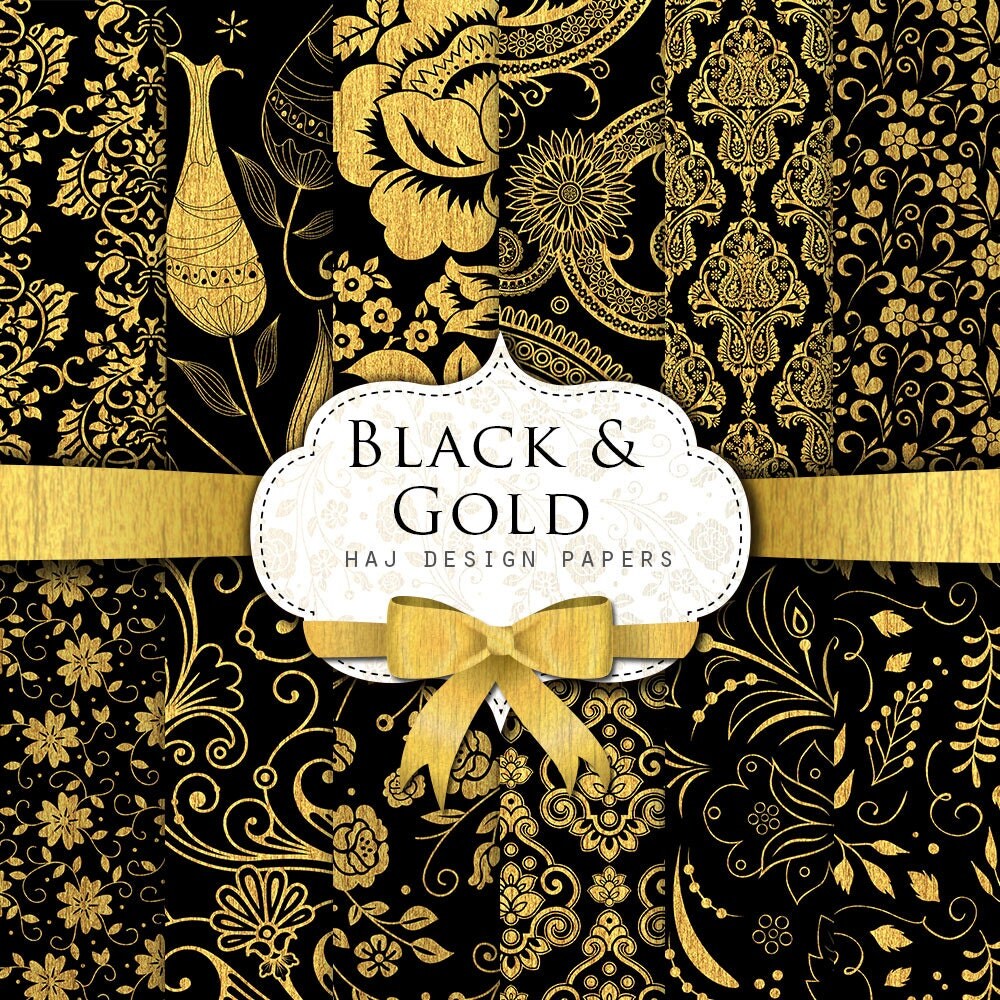 Black and gold digital paper : Black and Gold