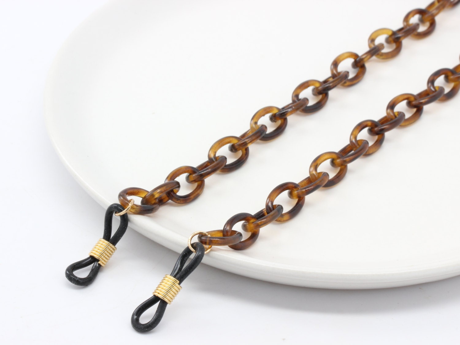Tortoise Shell Eyewear Chain Gold Glasses Holder Necklace