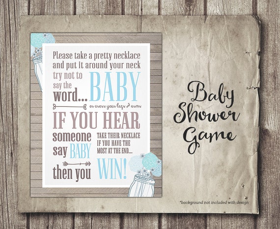 shower necklace baby game Shower Sign Baby  Shower Don't  Baby Game Necklace Game Say Boy