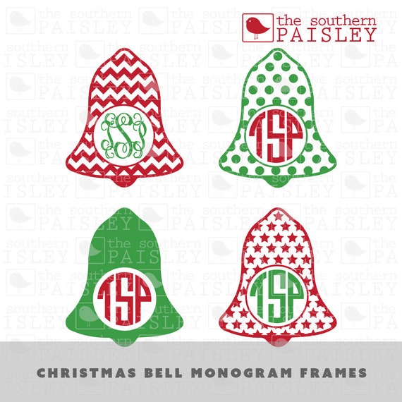 Christmas Bell Monogram Frames .svg/.eps/.dxf/.ai for