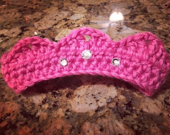Crochet Princess Crown with Jewels, Photo Prop Crown, Newborn Photography Prop, Jeweled Princess Crown