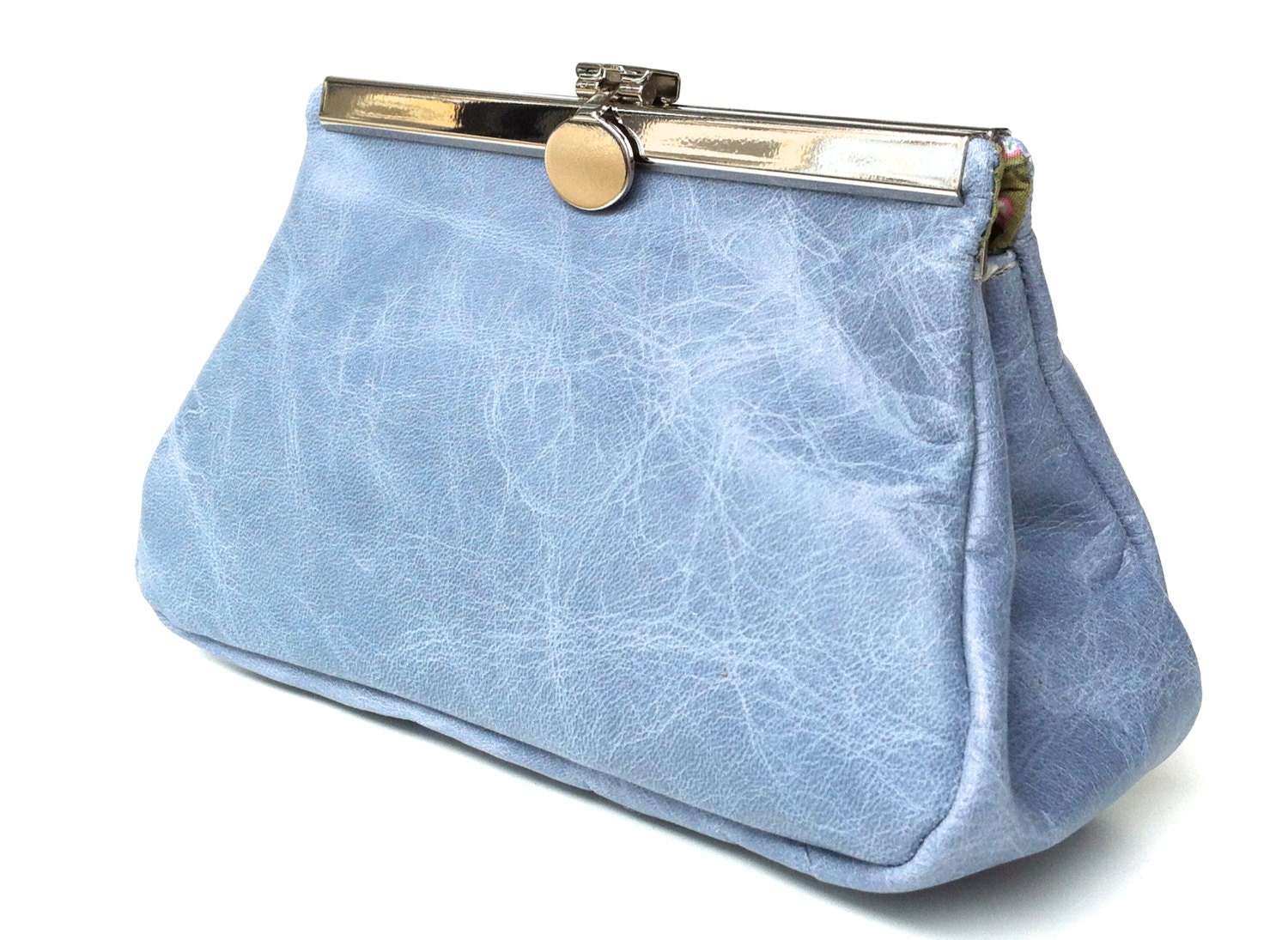light blue cosmetic bag leather,cosmetic purse,, makeup bag, makeup