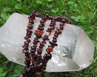 Garnet and Carnelian Long Necklace - Root and Sacral Chakra Healing Necklace