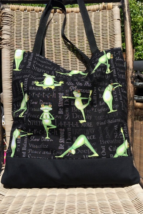 Yoga Frog Large Tote Bag Gym and Yoga Bag by designsbyfancyrose