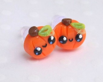 Pumpkin Earrings, Stud Earrings, Cute Earrings, Fall Autumn Earrings, Hypoallergenic Posts, Halloween Earrings, Kawaii Halloween
