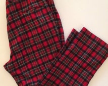 mens red tartan plaid pants