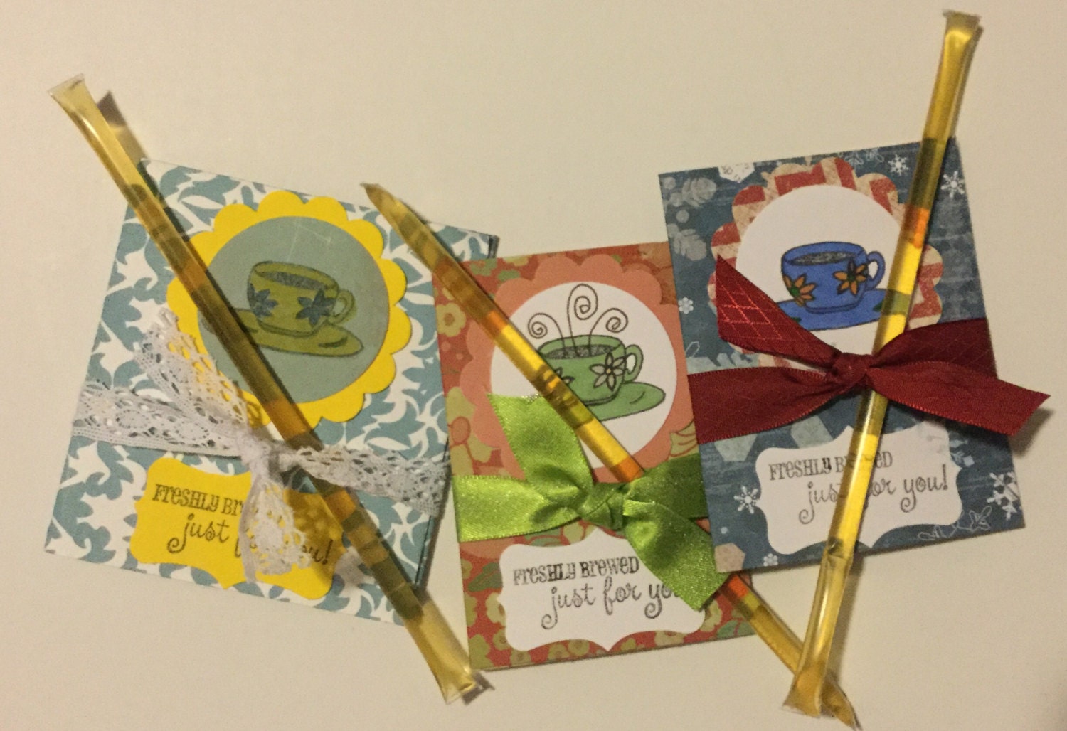 Decorative Tea Bag Holder with Honey Stick by AnnesScrapCorner