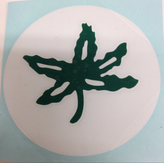 Circle with buckeye leaf. Ohio state decal