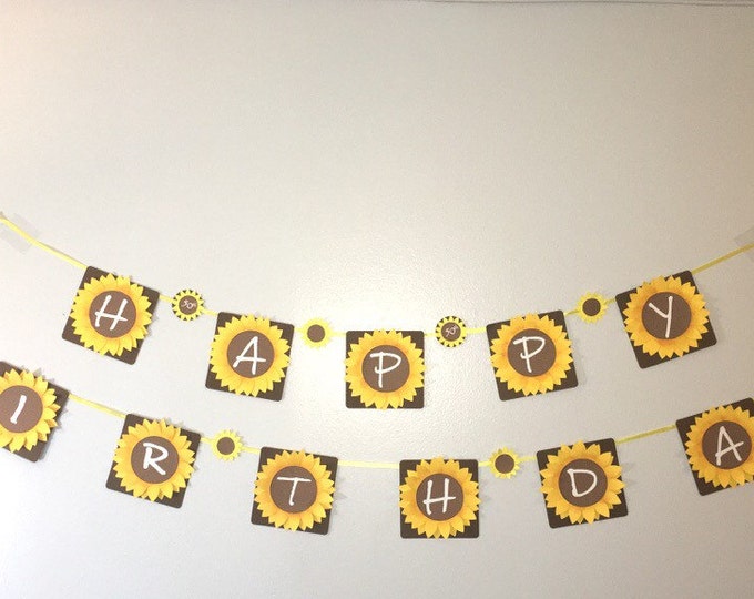 Sunflower Party Banner. Birthday Decorations. Sunflower Party Supplies. Sunflower Birthday Banner