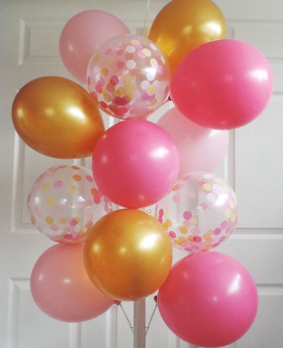 8 pink and gold confetti balloons pink confetti gold 8 pink and gold confetti balloons pink confetti gold